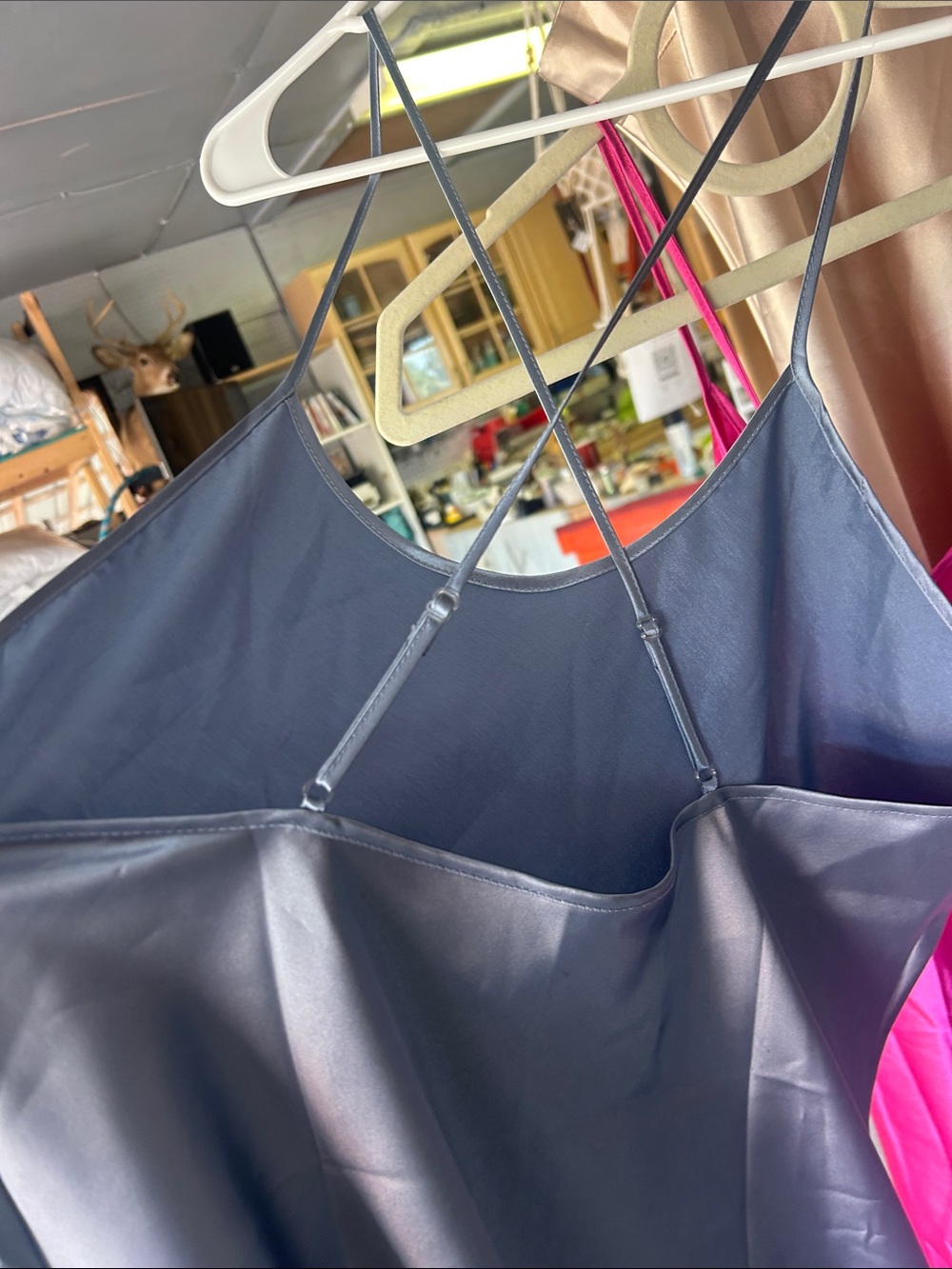 3 Silky Satin Like Chemise - Hot Pink, Steel Grey and Champagne. - Picture 7 of 11